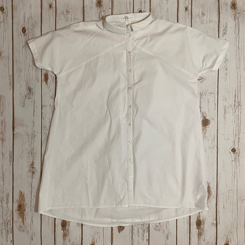 Grey Lab Los Angeles Short Sleeved Button Down Tunic White Size S